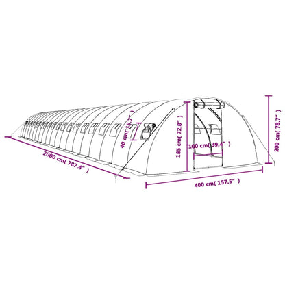 Tuinkas Met Stalen Frame 80 M² 20X4X2 M Wit