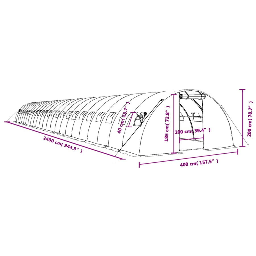 Tuinkas Met Stalen Frame 96 M² 24X4X2 M Wit