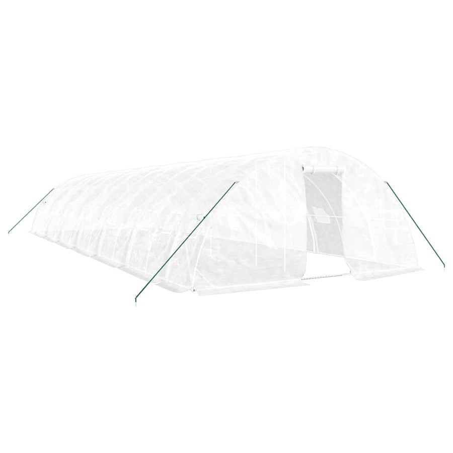 Tuinkas Met Stalen Frame 70 M² 14X5X2,3 M 14 x 5 x 2.3 m Wit