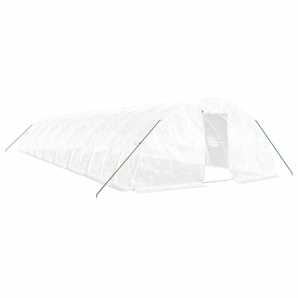 Tuinkas Met Stalen Frame 80 M² 16X5X2,3 M 16 x 5 x 2.3 m Wit