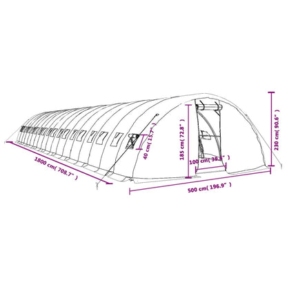 Tuinkas Met Stalen Frame 90 M² 18X5X2,3 M 18 x 5 x 2.3 m Wit