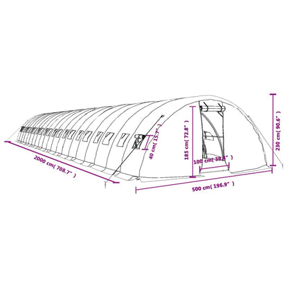 Tuinkas met stalen frame 100 m² 20x5x2,3 m wit