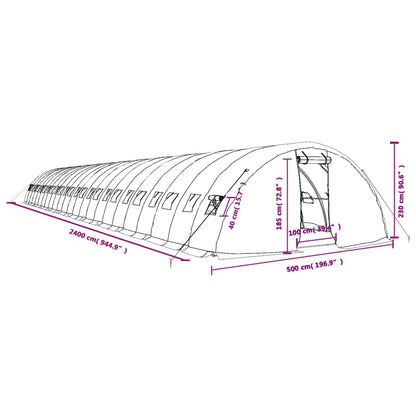 Tuinkas met stalen frame 120 m² 24x5x2,3 m wit