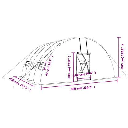 Tuinkas Met Stalen Frame 24 M² 6X4X2,85 M 6 x 4 x 2.85 m Groen