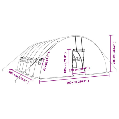 Tuinkas Met Stalen Frame 36 M² 6X6X2,85 M 6 x 6 x 2.85 m Groen