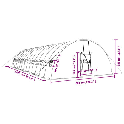 Tuinkas Met Stalen Frame 84 M² 4X6X2,85 M 14 x 6 x 2.85 m Groen