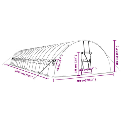 Tuinkas met stalen frame 108 m² 18x6x2,85 m groen