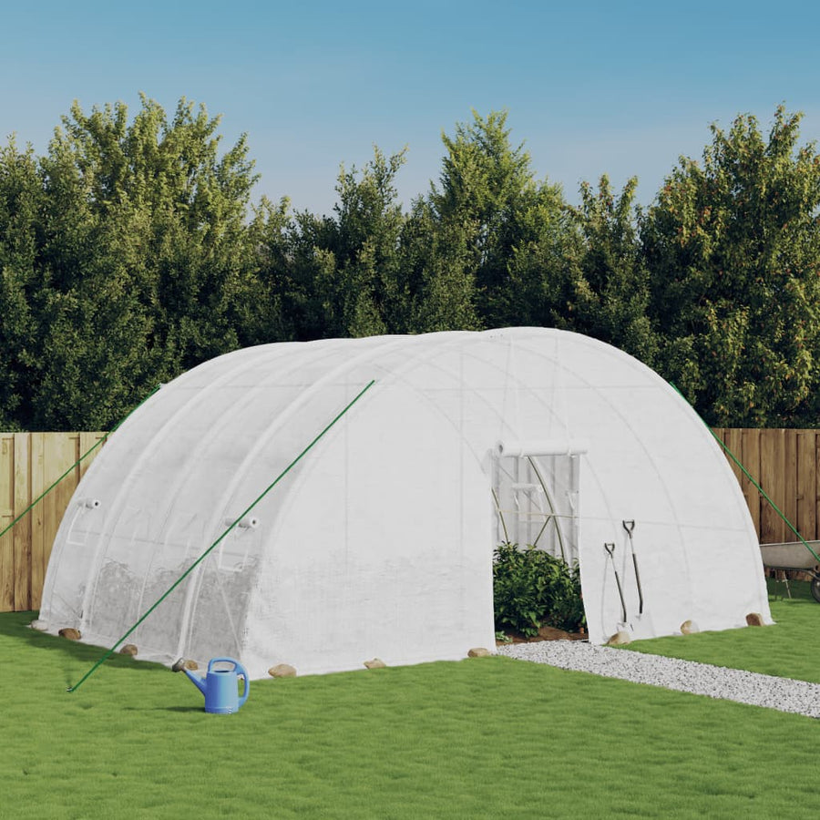 Kas Met Stalen Frame 24 M² 6X4X2,85 M 6 x 4 x 2.85 m Wit