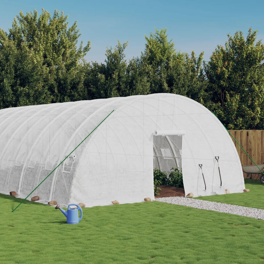 Tuinkas Met Stalen Frame 144 M² 24X6X2,85 M 24 x 6 x 2.85 m Wit