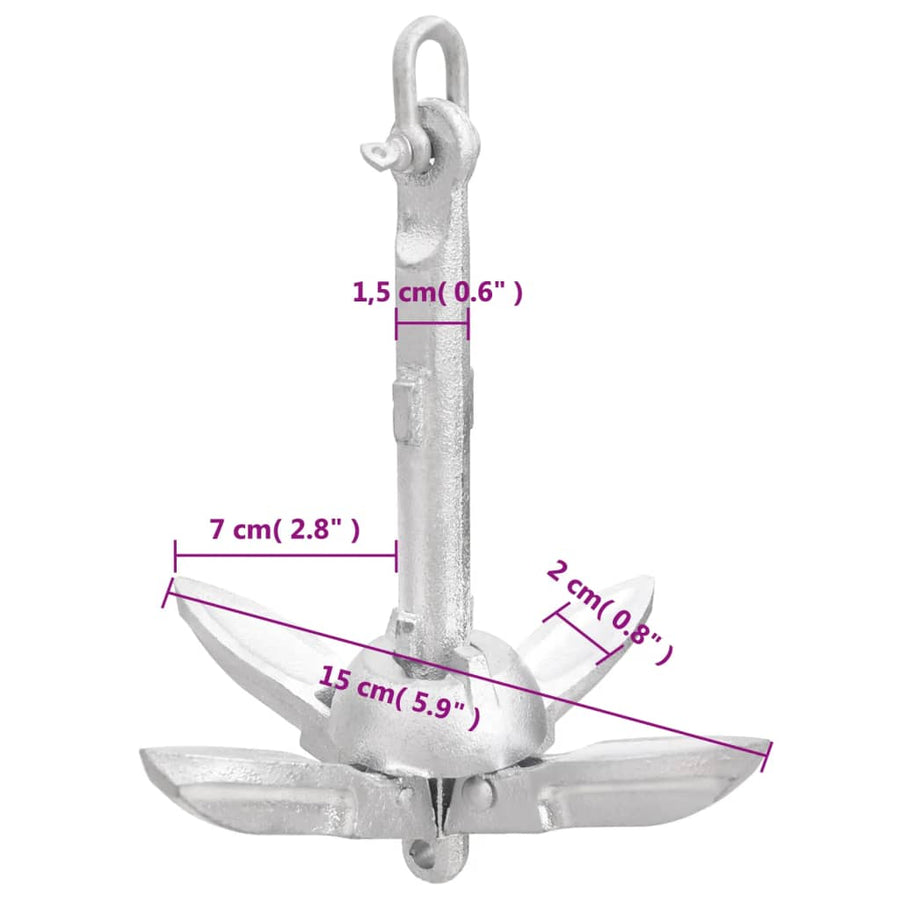 Anker Inklapbaar 0,7 Kg Smeedijzer Zilver 0.7 kg zonder touw