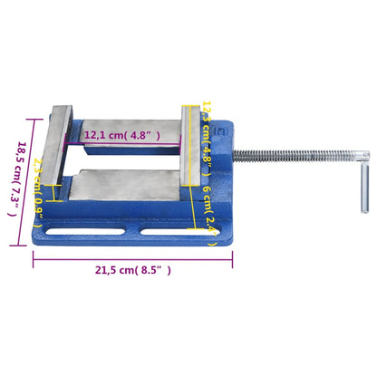 Bankschroef Voor Kolomboormachine Gietijzer Blauw 121 mm