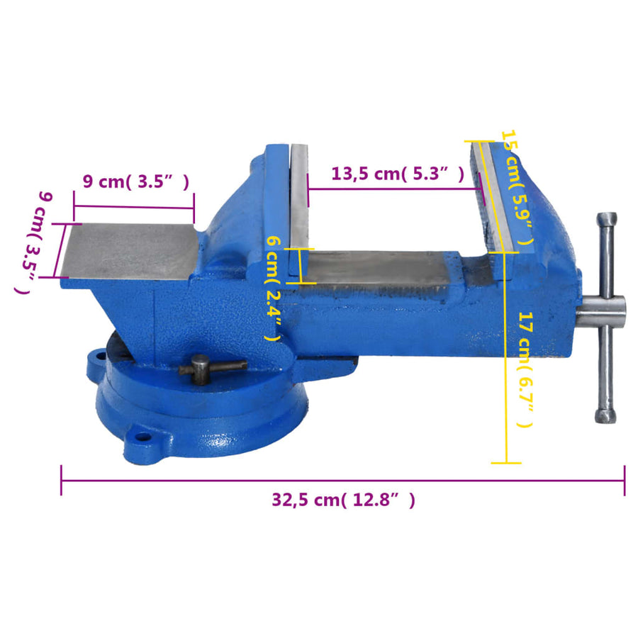 Bankschroef Gietijzer Blauw 150 mm