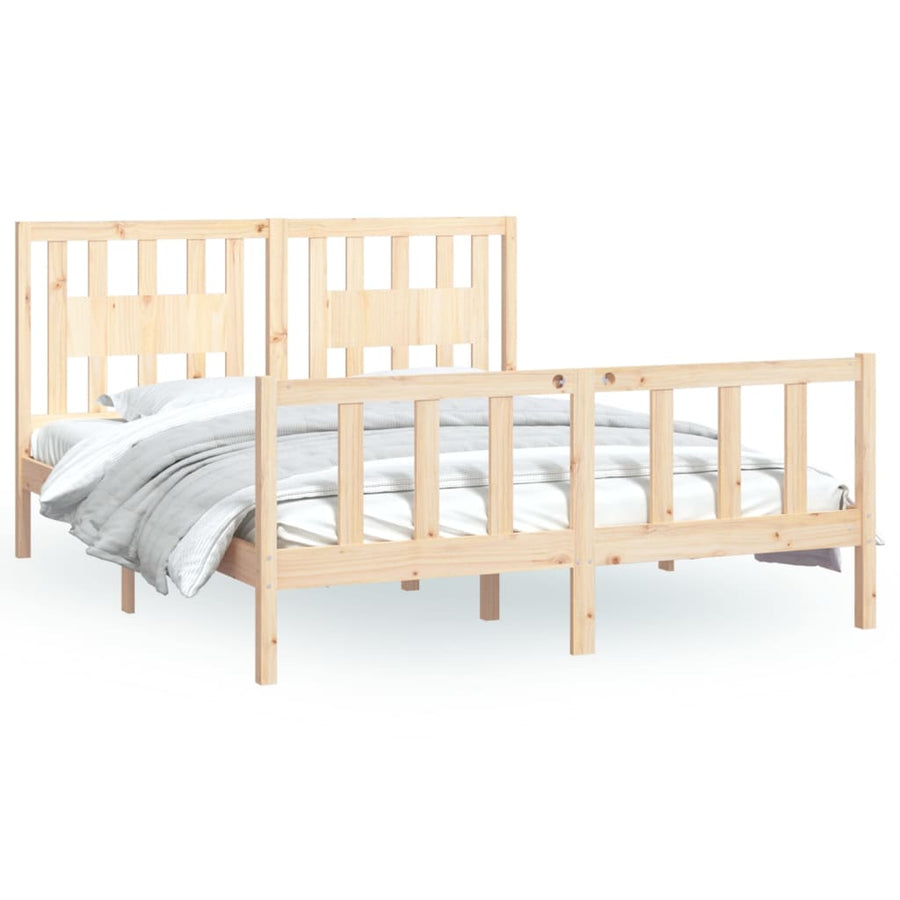 Bedframe Met Hoofdbord Massief Grenenhout 160 x 200 cm Naturel