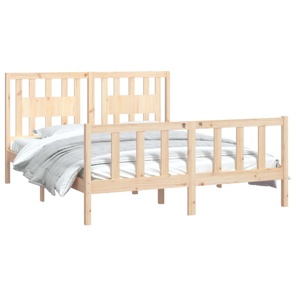 Bedframe Met Hoofdbord Massief Grenenhout 160 x 200 cm Naturel