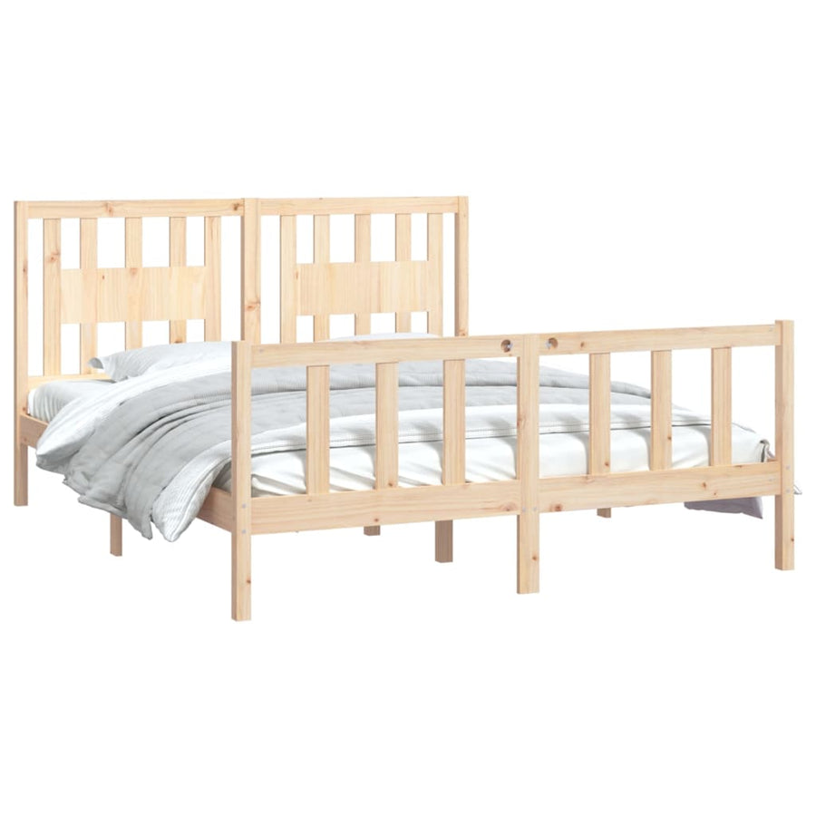 Bedframe Met Hoofdbord Massief Grenenhout 160 x 200 cm Naturel