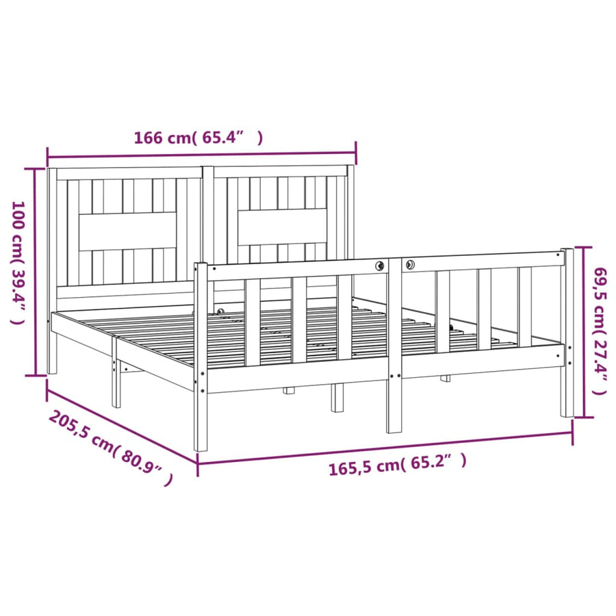 Bedframe Met Hoofdbord Massief Grenenhout 160 x 200 cm Naturel