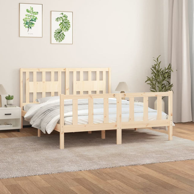 Bedframe Met Hoofdbord Massief Grenenhout 160 x 200 cm Naturel