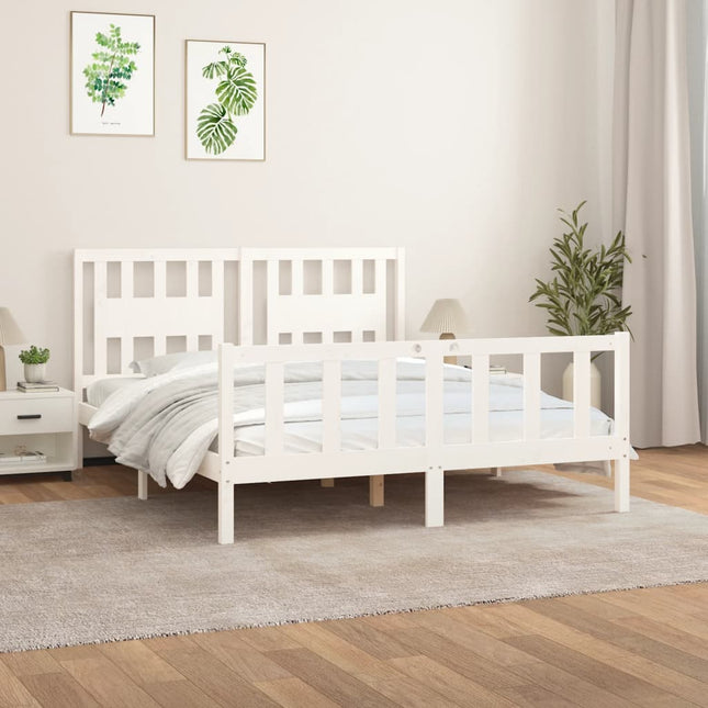 Bedframe Met Hoofdbord Massief Grenenhout 160 x 200 cm Wit