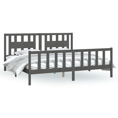 Bedframe Met Hoofdbord Massief Grenenhout 200 x 200 cm Grijs
