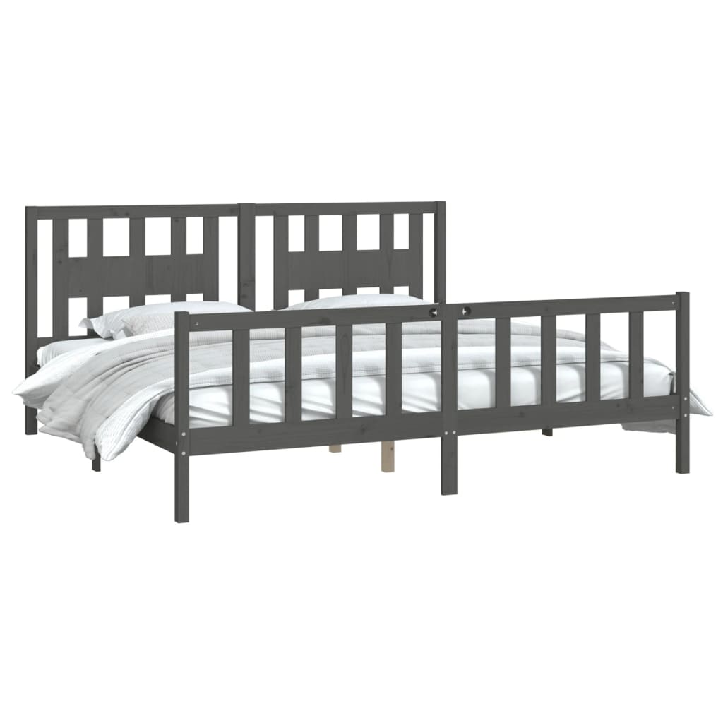 Bedframe Met Hoofdbord Massief Grenenhout 200 x 200 cm Grijs