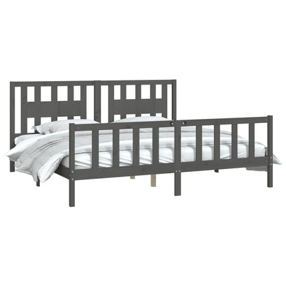 Bedframe Met Hoofdbord Massief Grenenhout 200 x 200 cm Grijs