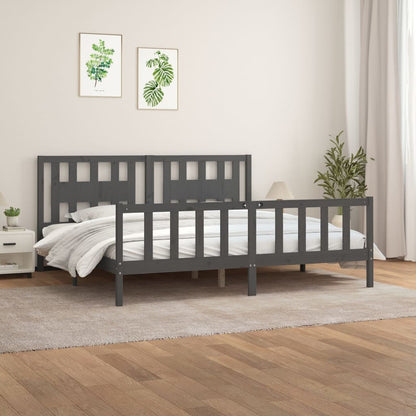 Bedframe Met Hoofdbord Massief Grenenhout 200 x 200 cm Grijs