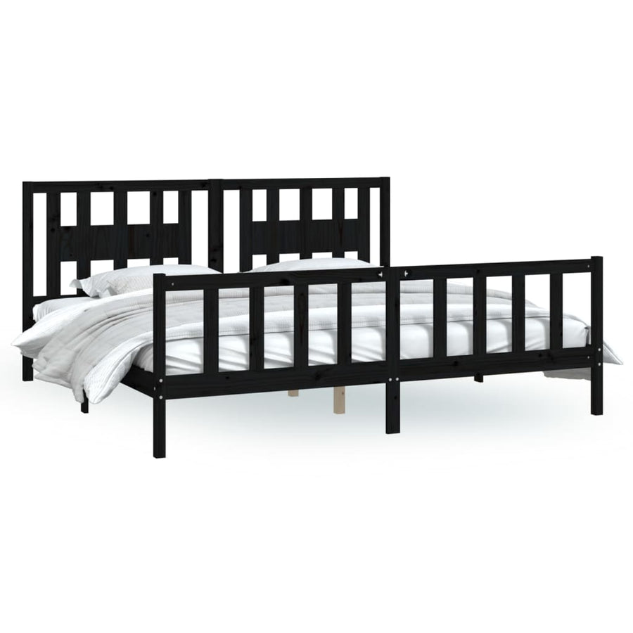 Bedframe Met Hoofdbord Massief Grenenhout 200 x 200 cm Zwart