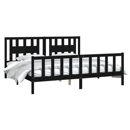 Bedframe Met Hoofdbord Massief Grenenhout 200 x 200 cm Zwart