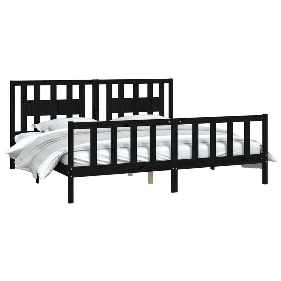 Bedframe Met Hoofdbord Massief Grenenhout 200 x 200 cm Zwart