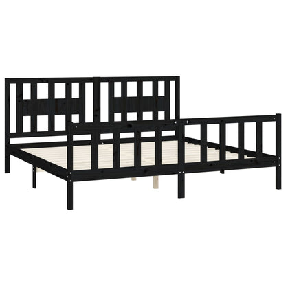 Bedframe Met Hoofdbord Massief Grenenhout 200 x 200 cm Zwart