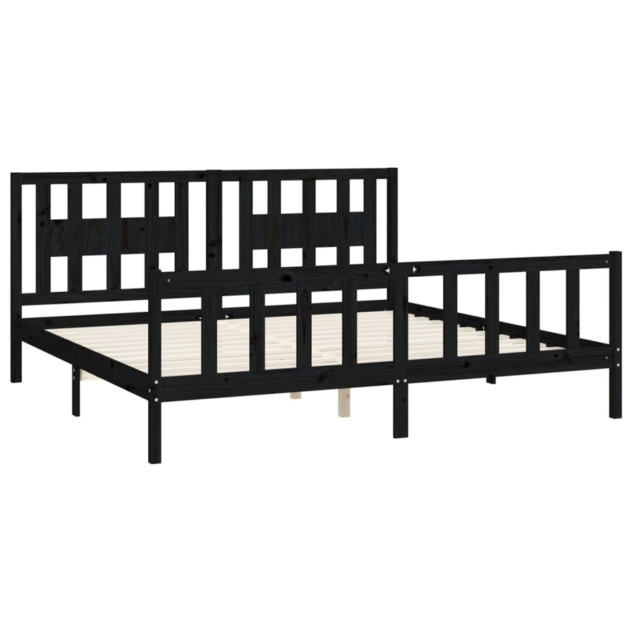 Bedframe Met Hoofdbord Massief Grenenhout 200 x 200 cm Zwart