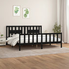 Bed Frame with Headboard Solid Pine Black 200x200 cm