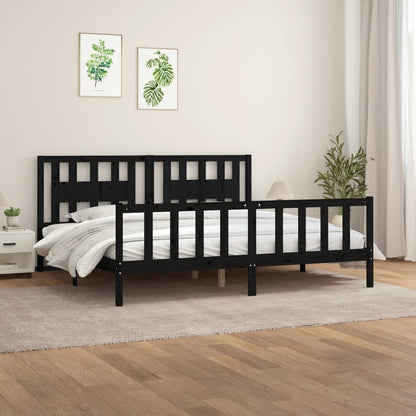 Bedframe Met Hoofdbord Massief Grenenhout 200 x 200 cm Zwart