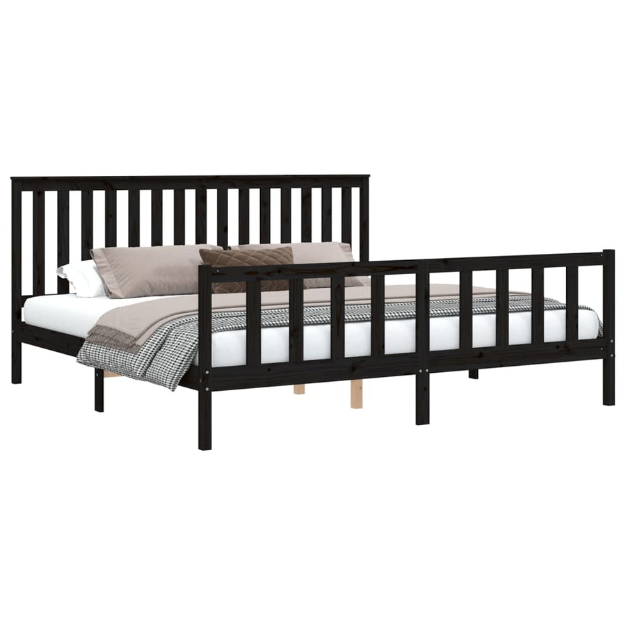 Bedframe Met Hoofdbord Massief Grenenhout 200 x 200 cm Zwart
