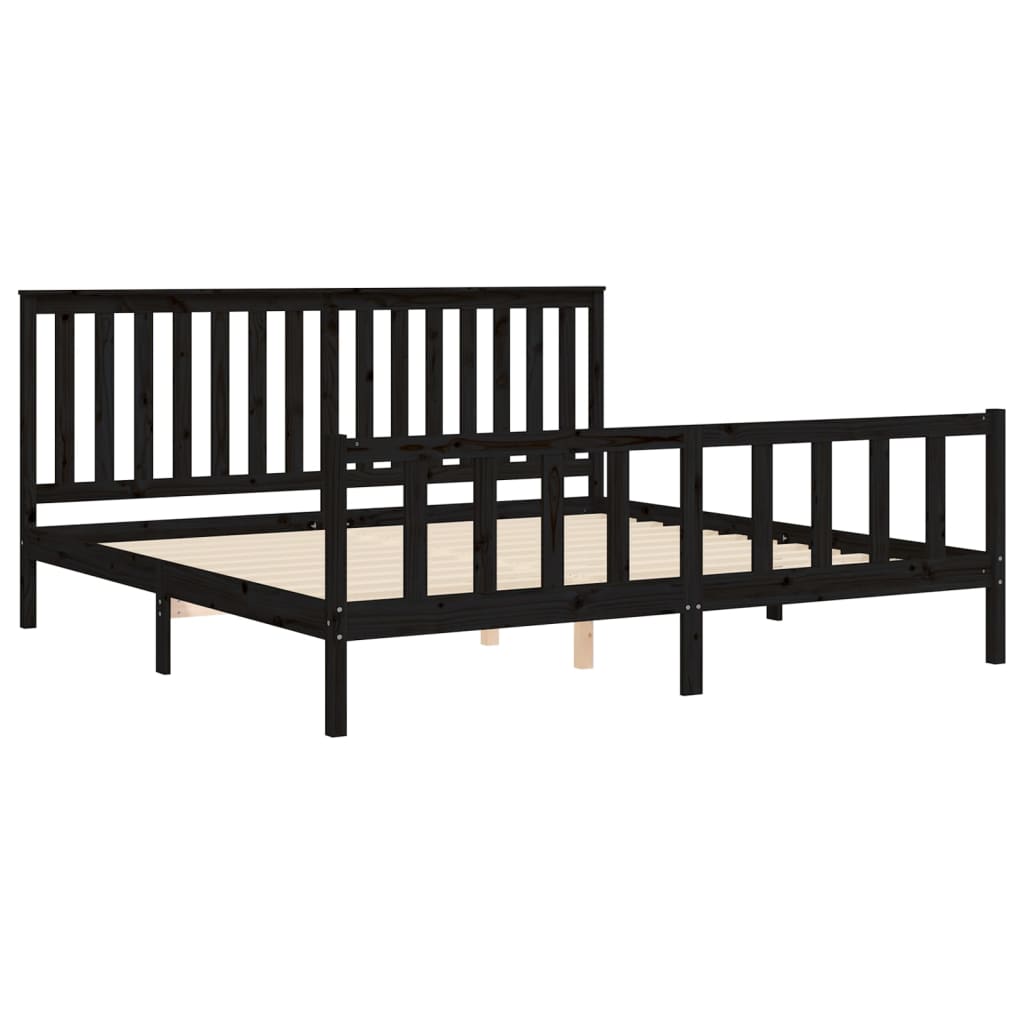 Bedframe Met Hoofdbord Massief Grenenhout 200 x 200 cm Zwart