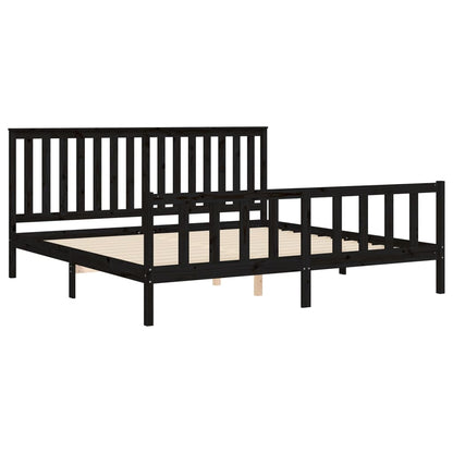 Bedframe Met Hoofdbord Massief Grenenhout 200 x 200 cm Zwart