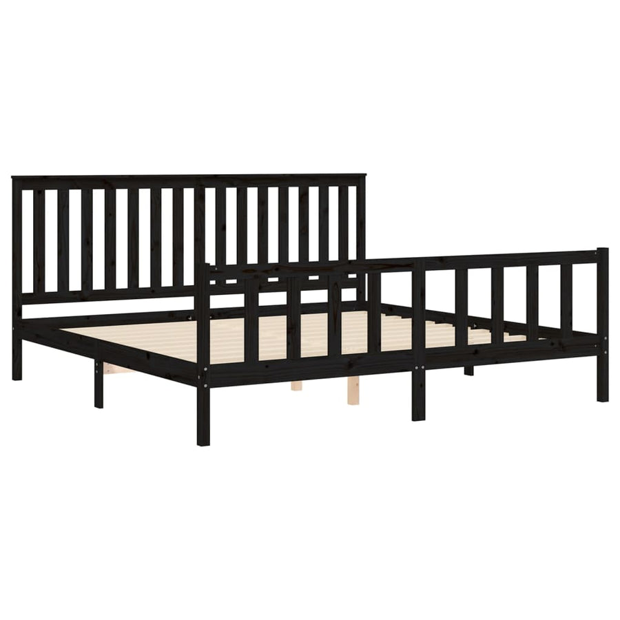 Bedframe Met Hoofdbord Massief Grenenhout 200 x 200 cm Zwart