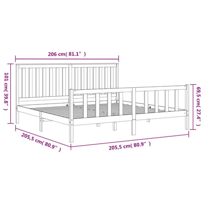 Bedframe Met Hoofdbord Massief Grenenhout 200 x 200 cm Zwart