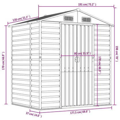 Tuinschuur Gegalvaniseerd Staal 191 x 130 x 198 cm Groen