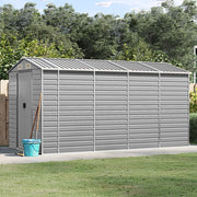 Garden Shed Light Gray 191x385x198 cm Galvanized Steel