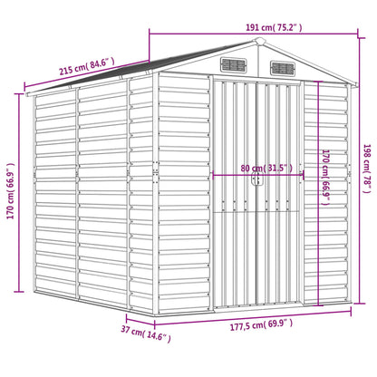 Tuinschuur Gegalvaniseerd Staal Kleurig 191 x 215 x 198 cm Antraciet