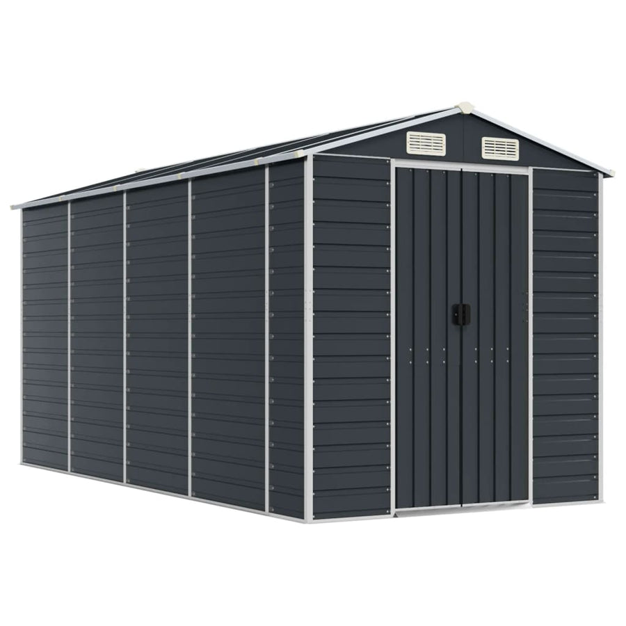 Tuinschuur Gegalvaniseerd Staal Kleurig 191 x 385 x 198 cm Antraciet