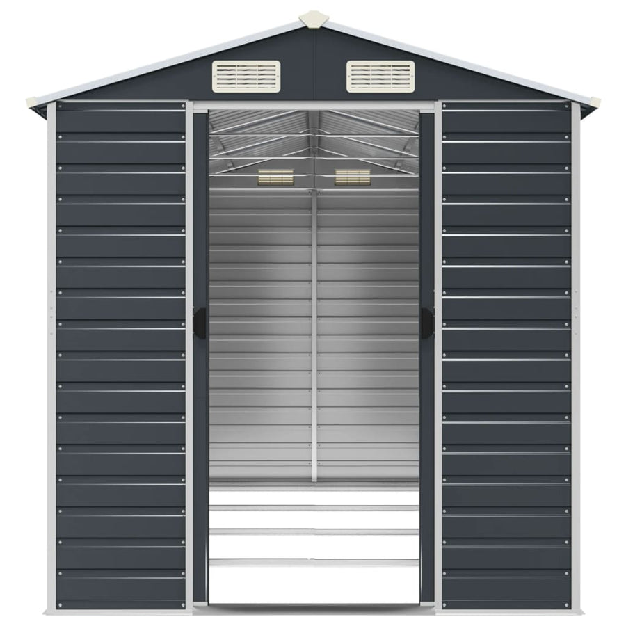 Tuinschuur Gegalvaniseerd Staal Kleurig 191 x 385 x 198 cm Antraciet