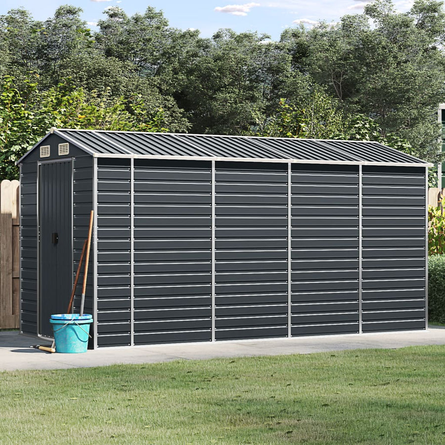 Tuinschuur Gegalvaniseerd Staal Kleurig 191 x 385 x 198 cm Antraciet