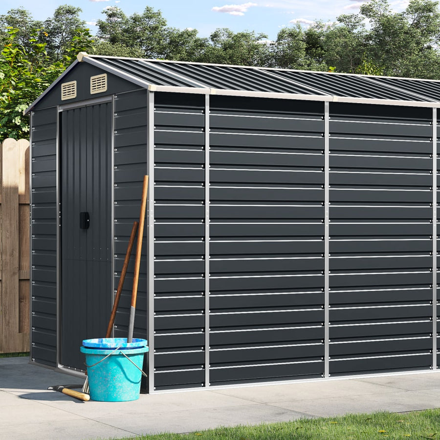 Tuinschuur Gegalvaniseerd Staal Kleurig 191 x 640 x 198 cm Antraciet