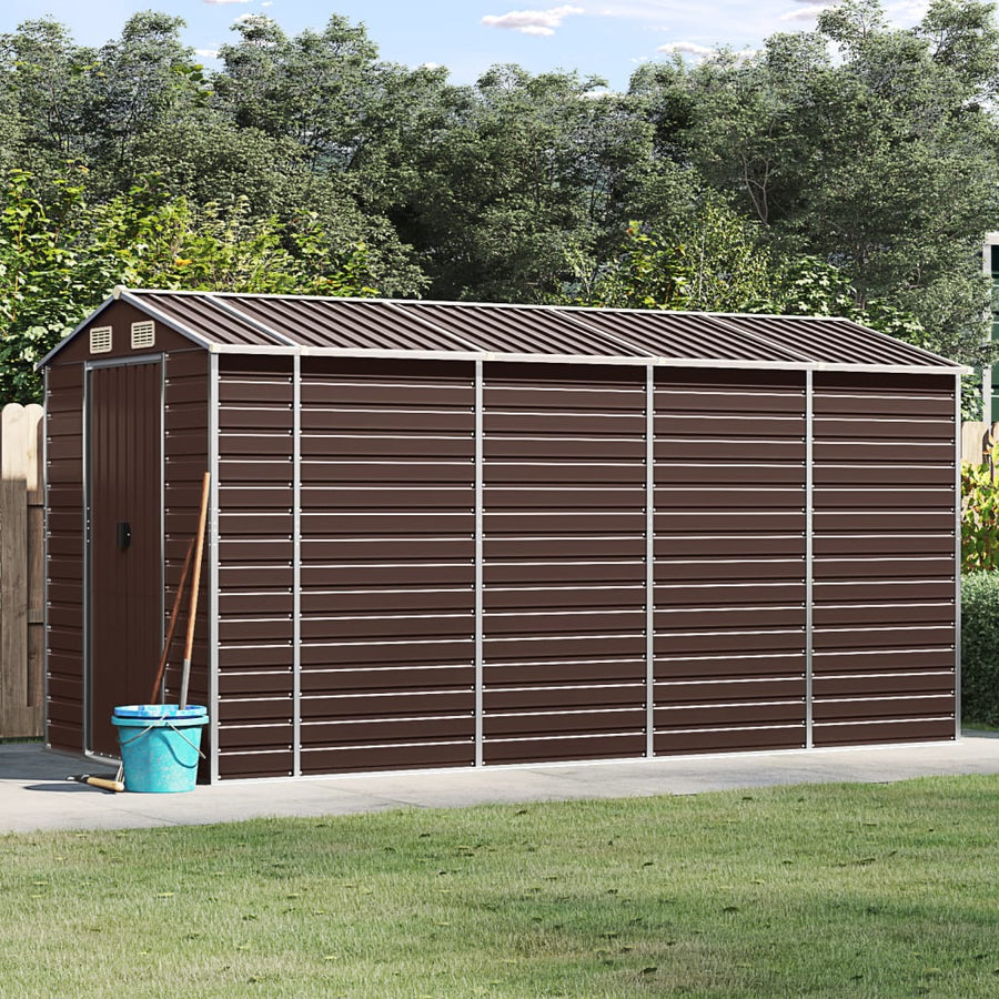 Tuinschuur Gegalvaniseerd Staal 191 x 385 x 198 cm Bruin