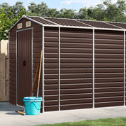 Brown Garden Shed 191x470x198 cm Galvanized Steel