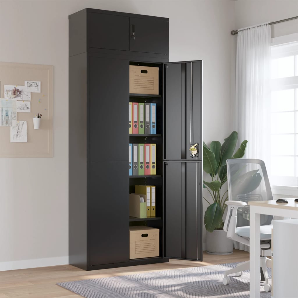 Archiefkast Staal 90 x 40 x 240 cm Zwart