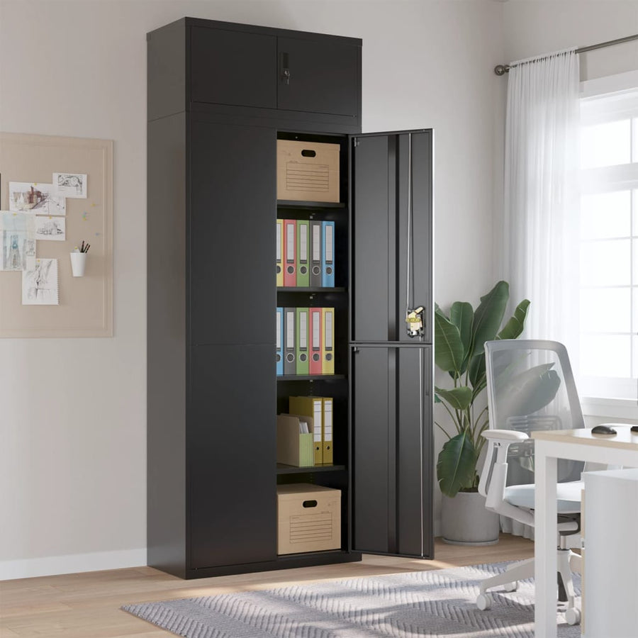Archiefkast Staal 90 x 40 x 240 cm Zwart