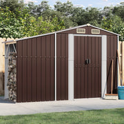 Garden Shed 277x93x179 cm Galvanized Steel Brown